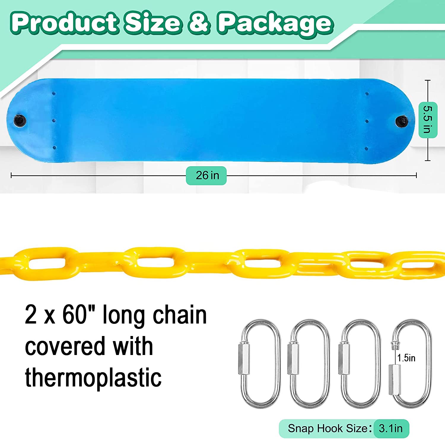 Set de Asiento de Columpio Flexible REZNOR para -Azul/Amaril - Imagen 8