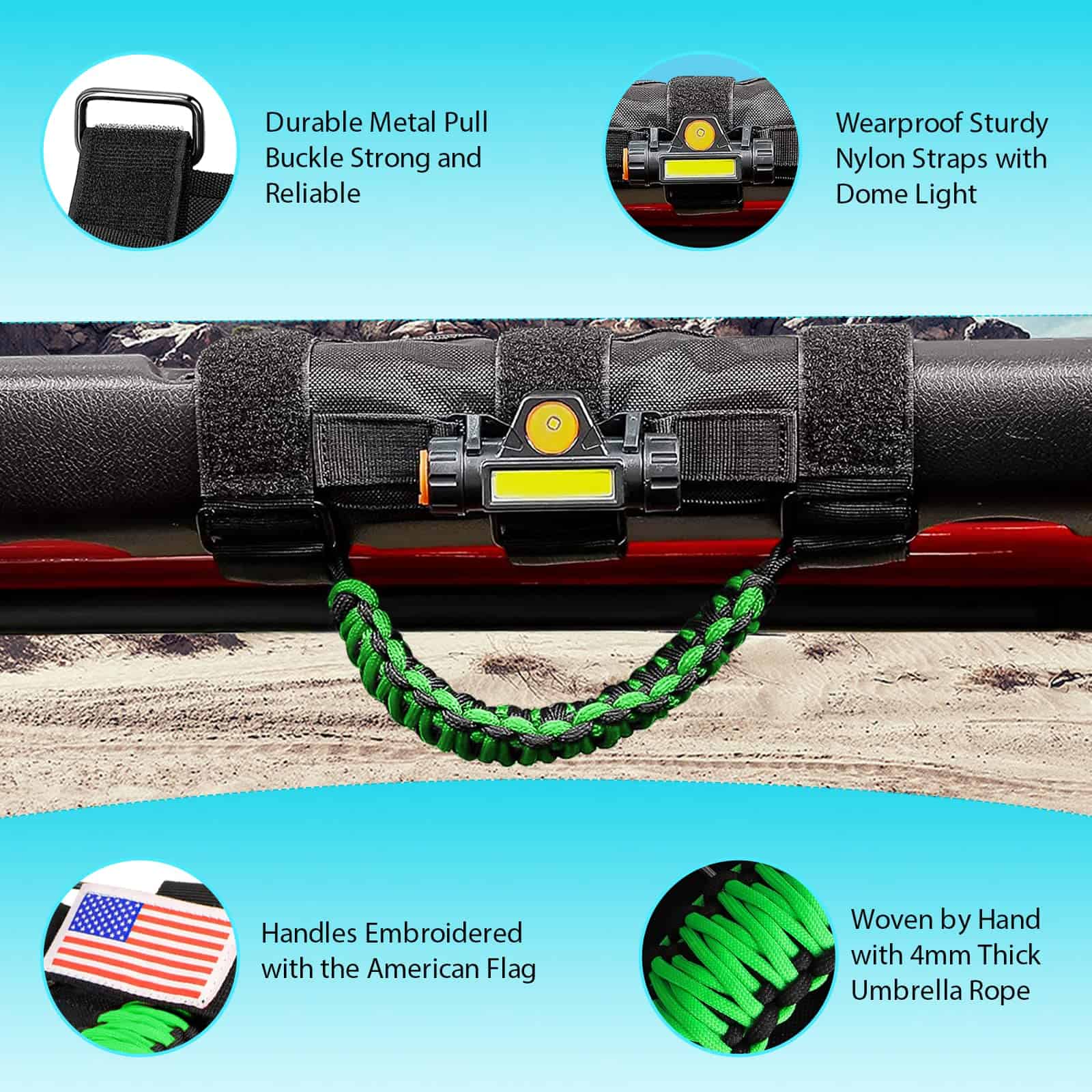 GAIZON 4 Pack Asas de Agarre Barra de Rodillo Paracord para - Imagen 3
