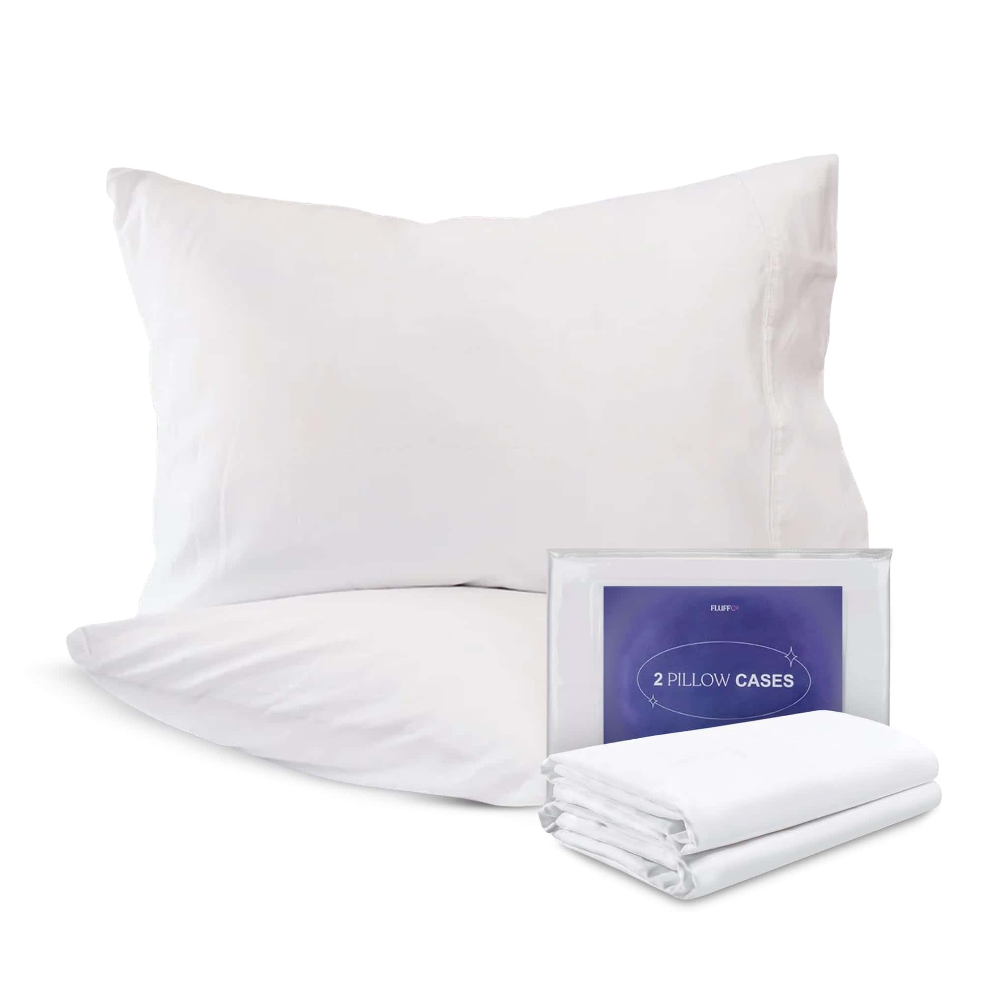 Fundas de Almohada FluffCo, Tamaño Queen, 100% Algodón,