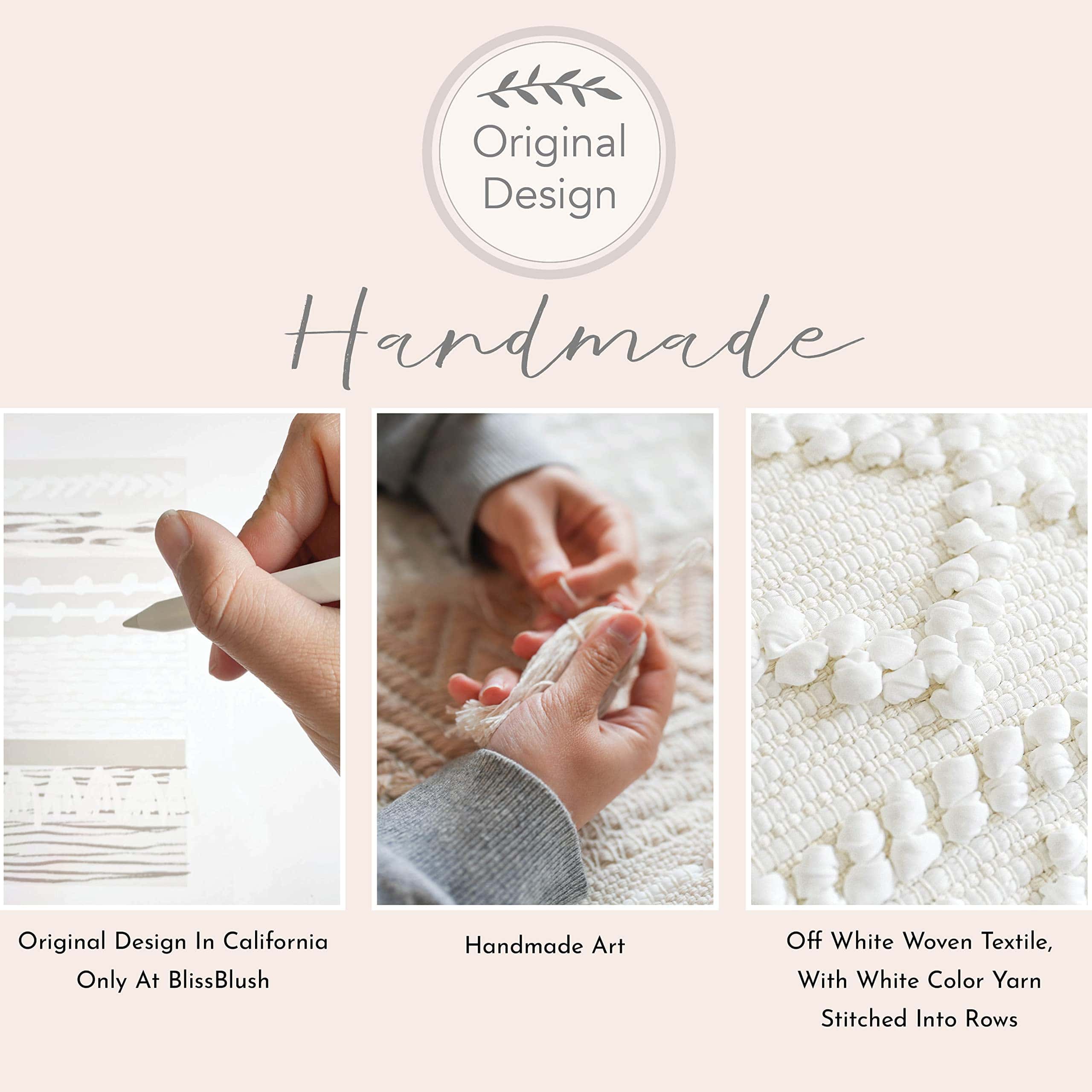 Funda de Almohada Decorativa Blanco Puro BlissBlush 22X22, - Imagen 3