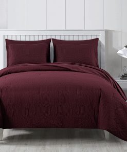 Juego de edredón Chezmoi Collection Liam Burgundy tamaño