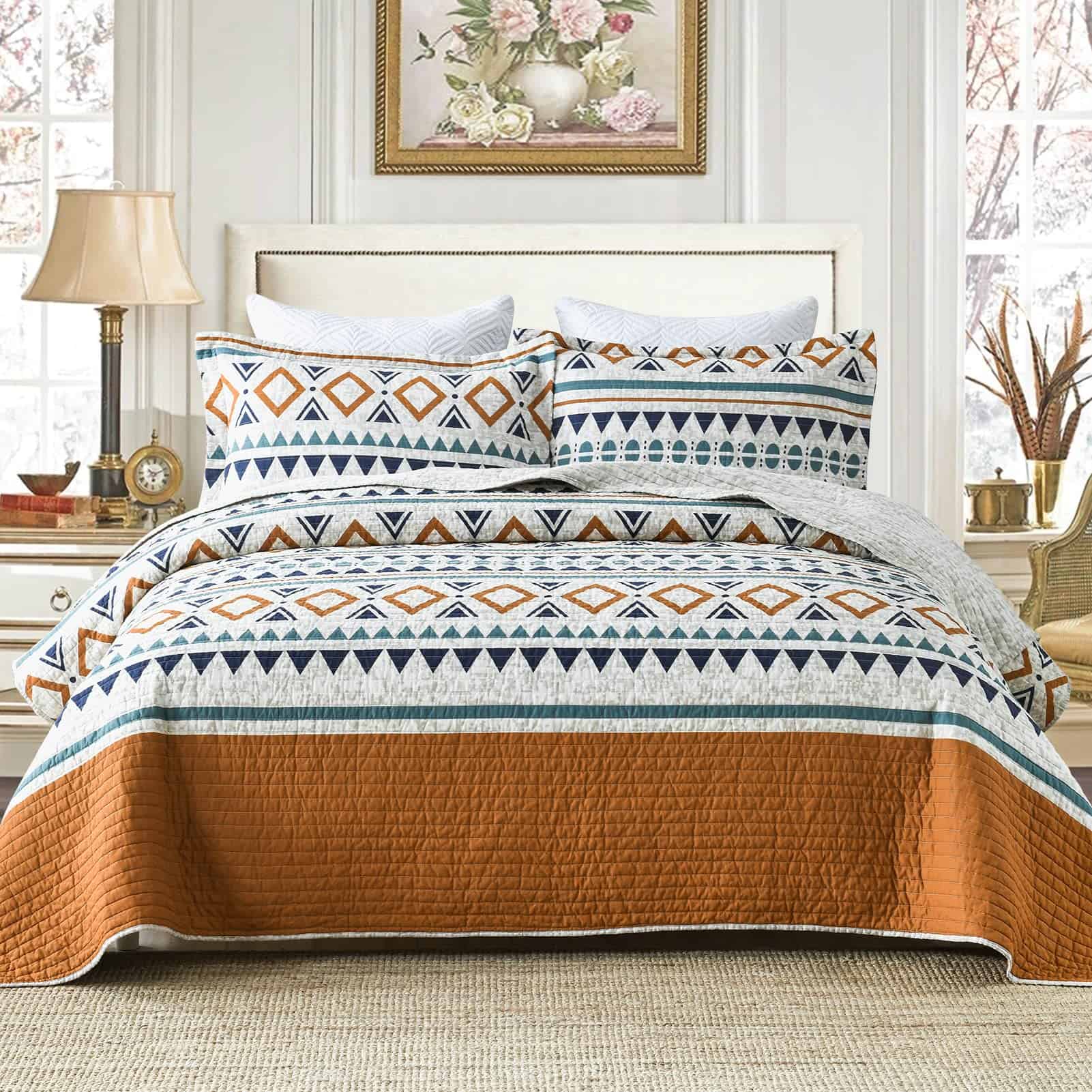 Colcha de algodón Finlonte Queen Size 100% algodón Colcha