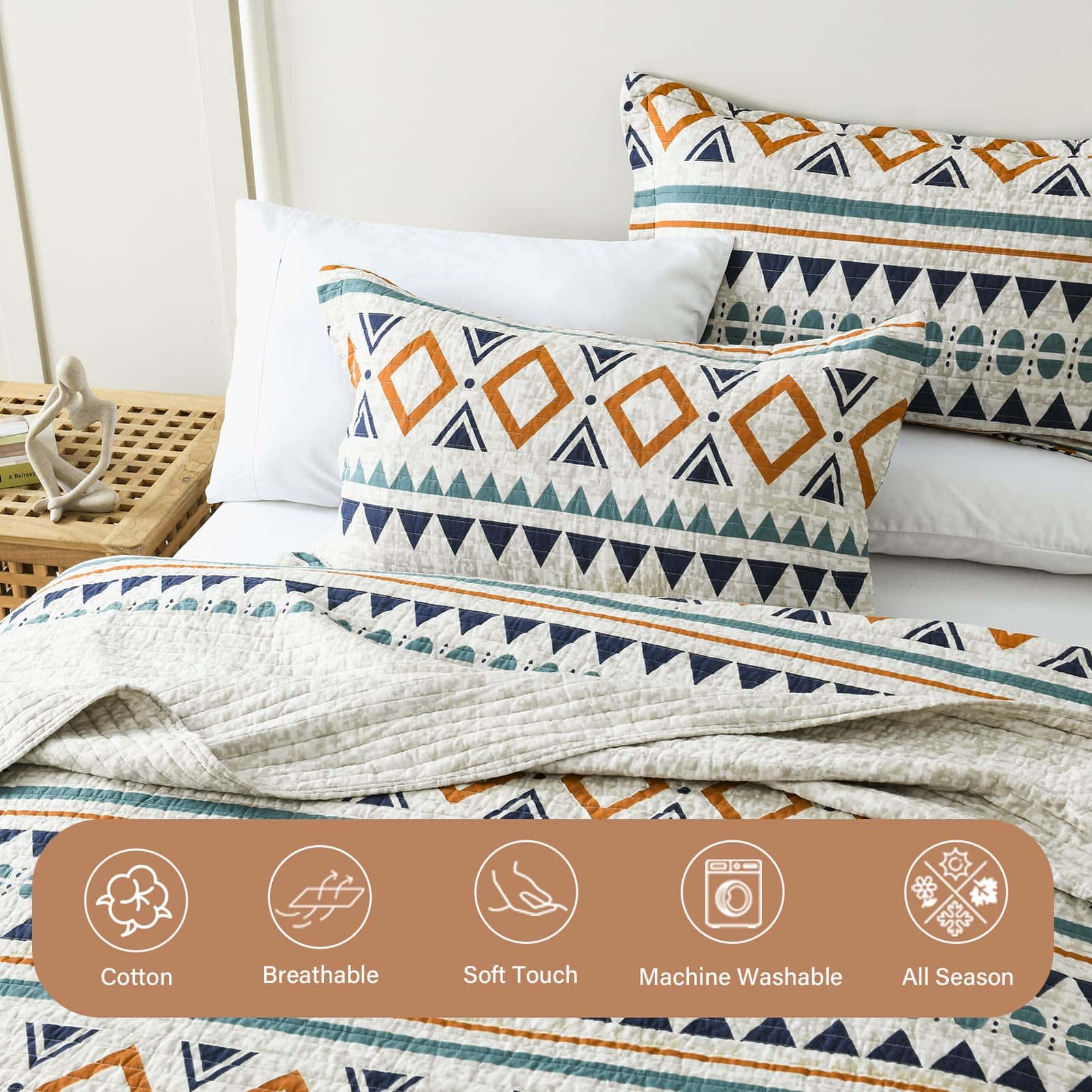 Colcha de algodón Finlonte Queen Size 100% algodón Colcha - Imagen 5