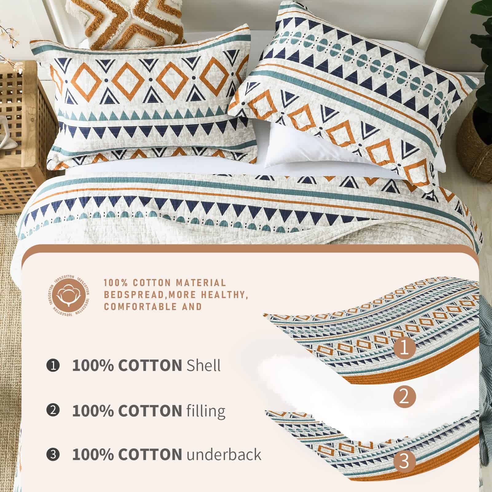 Colcha de algodón Finlonte Queen Size 100% algodón Colcha - Imagen 7