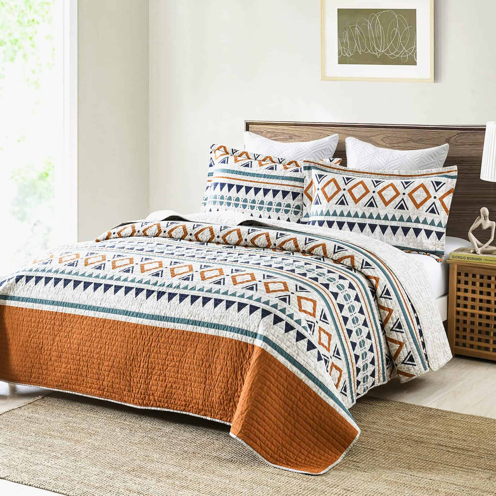 Colcha de algodón Finlonte Queen Size 100% algodón Colcha - Imagen 4