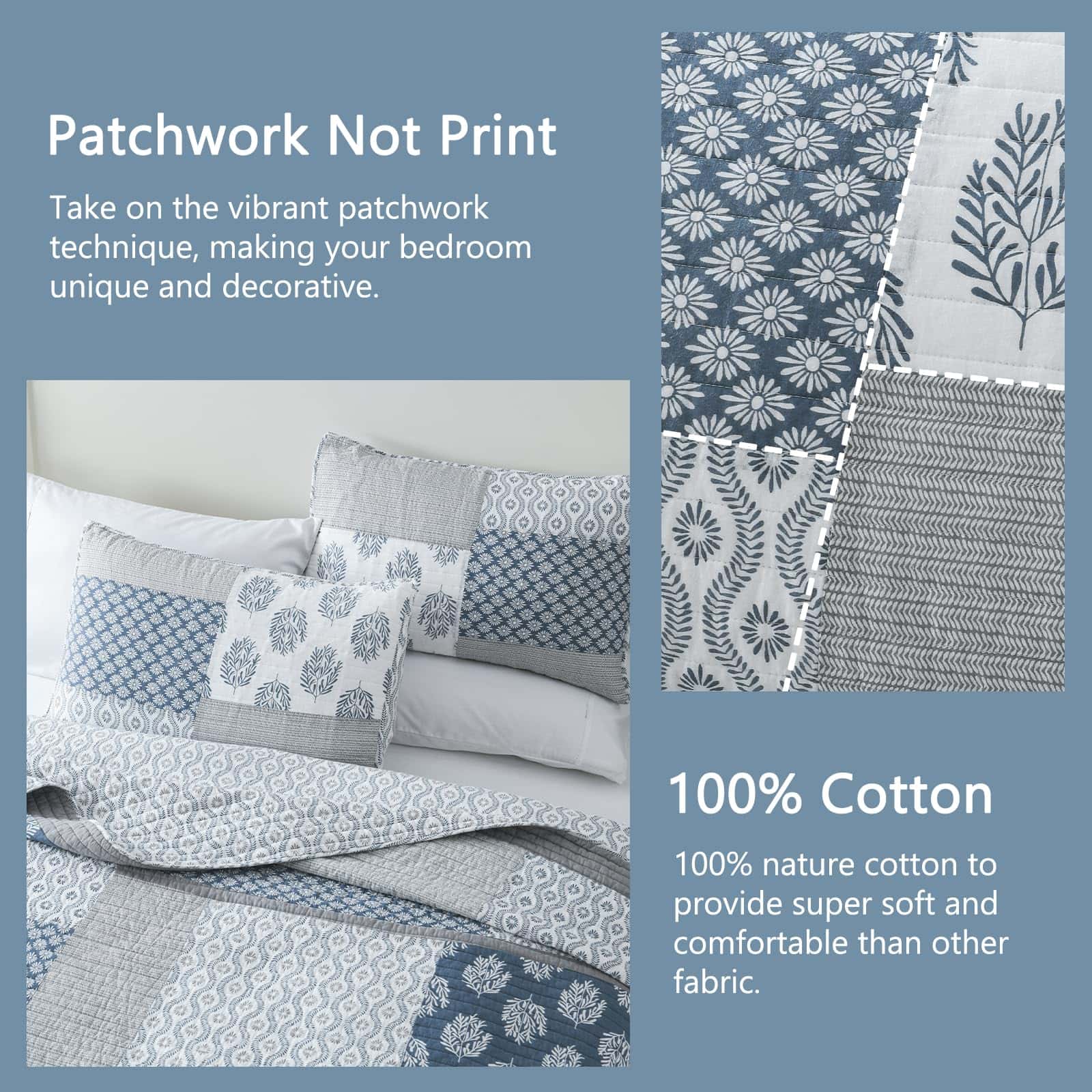 Colcha de algodón Queen Size Finlonte, Juego de Edredón - Imagen 4