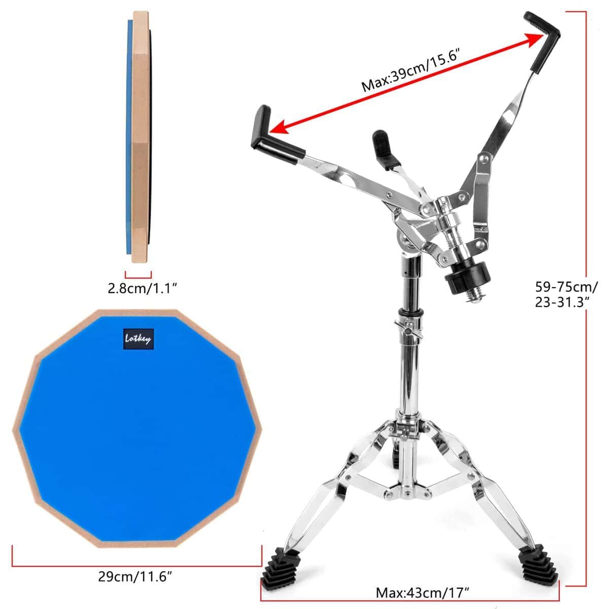 Set de Pad de Práctica de Batería, Lotkey 12" Pad de - Imagen 7