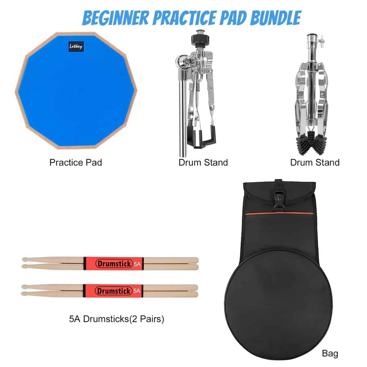 Set de Pad de Práctica de Batería, Lotkey 12" Pad de - Imagen 9