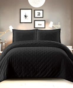 Juego de Cubrecamas de Terciopelo Negro Real Fluffy,