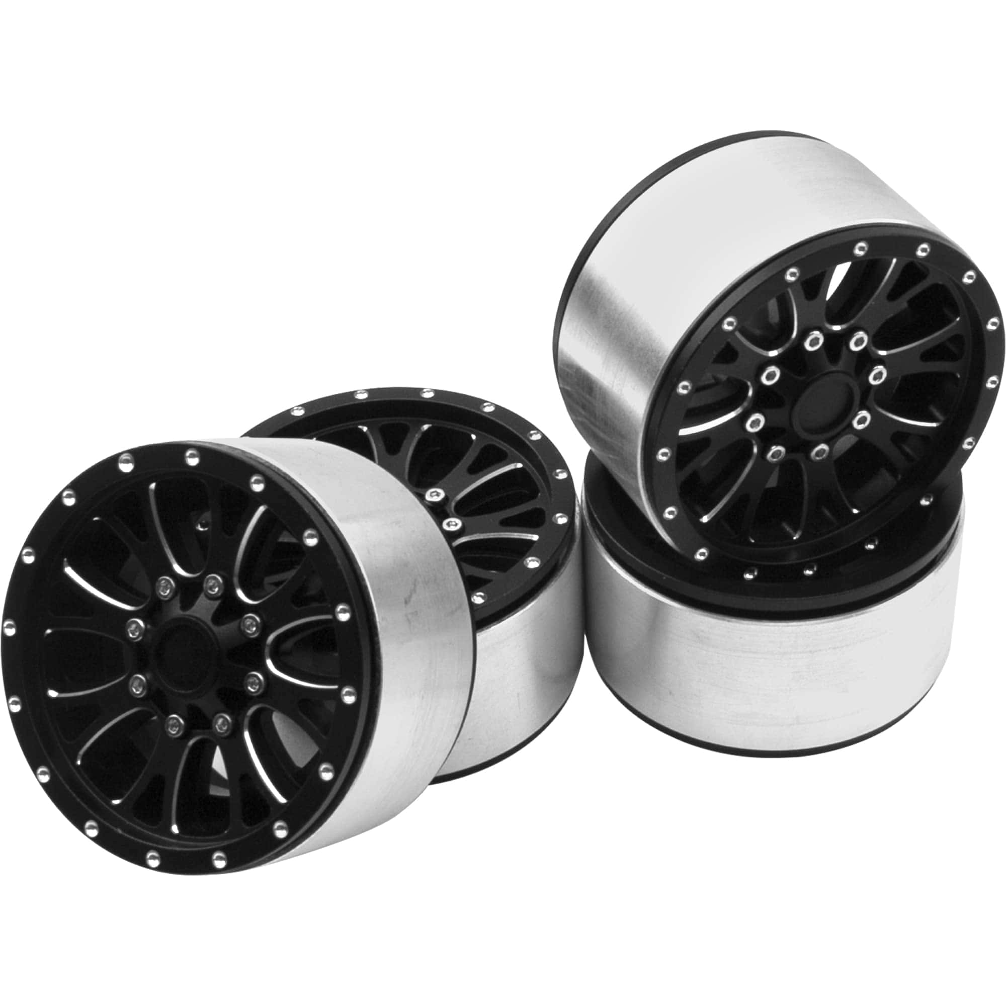 Juego de 4 ruedas metálicas con bloqueo de cuentas para RC