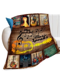 Manta de notas musicales vintage Manta de guitarra retro