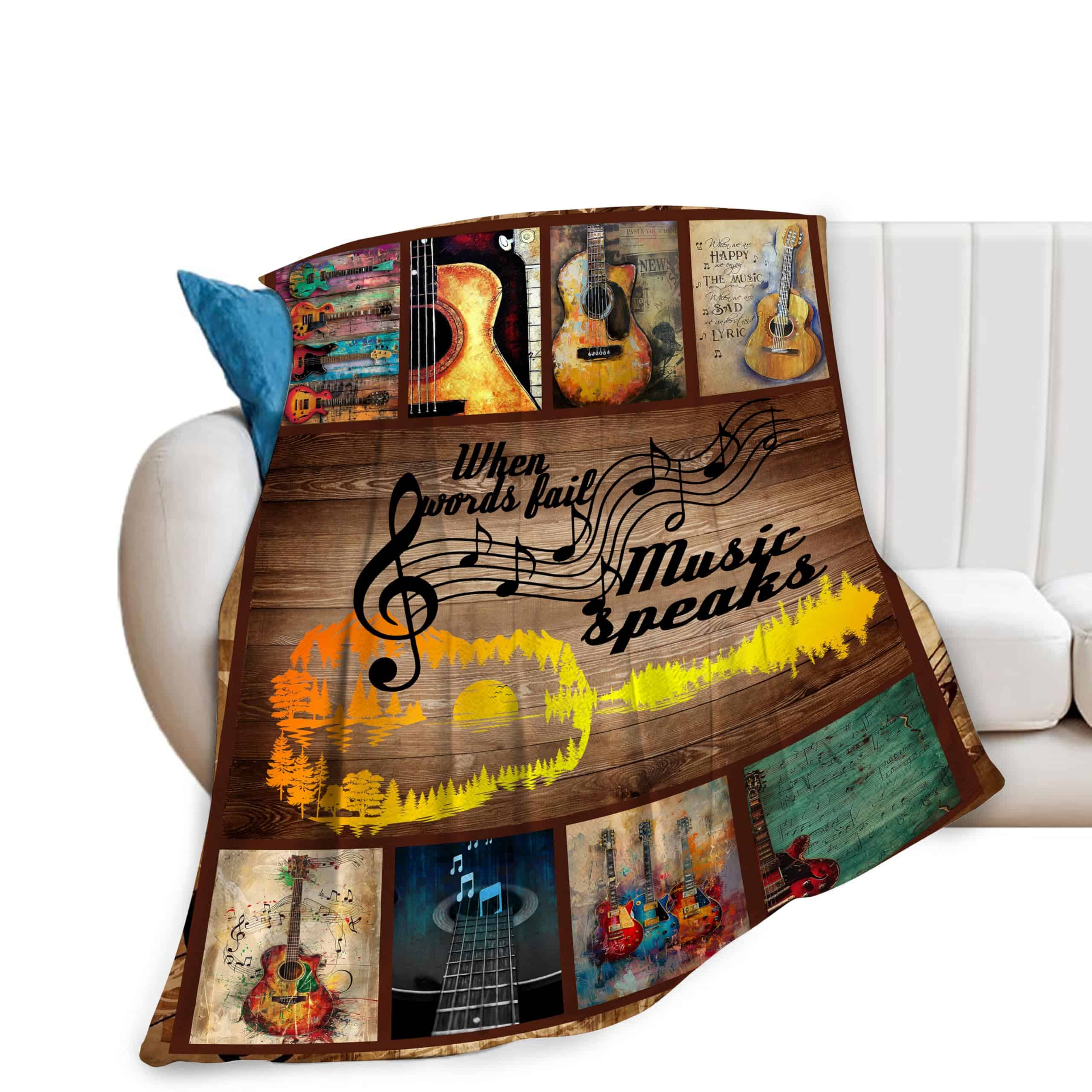 Manta de notas musicales vintage Manta de guitarra retro