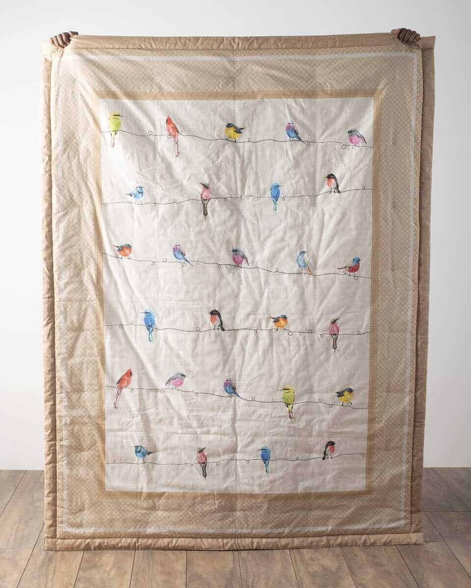 Manta de algodón Maison d'Hermine Birdies On Wire para cama - Imagen 3