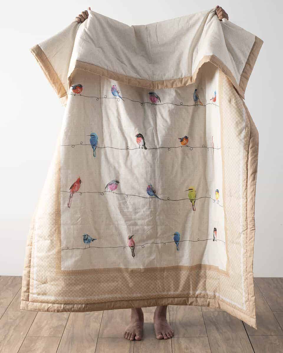 Manta de algodón Maison d'Hermine Birdies On Wire para cama - Imagen 4