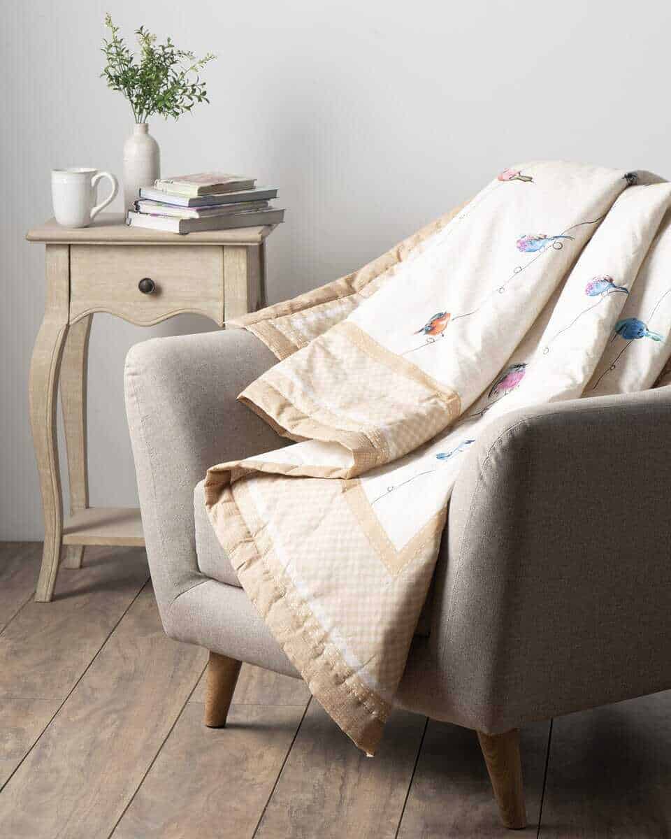 Manta de algodón Maison d'Hermine Birdies On Wire para cama - Imagen 5