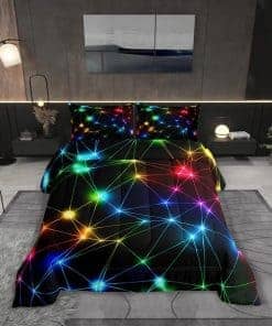 Set de edredón de luces de neón arcoíris para niños,
