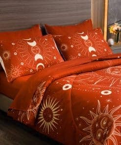 Juego de edredón INTOMENG Burnt Orange Boho Bedding Juego