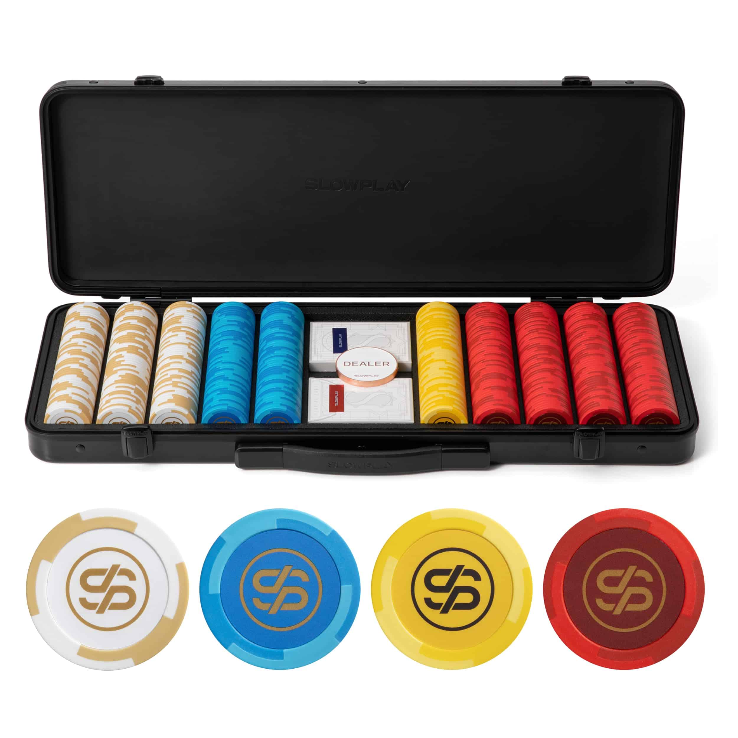 Set de fichas de póker de arcilla SLOWPLAY -Fichas en blanco