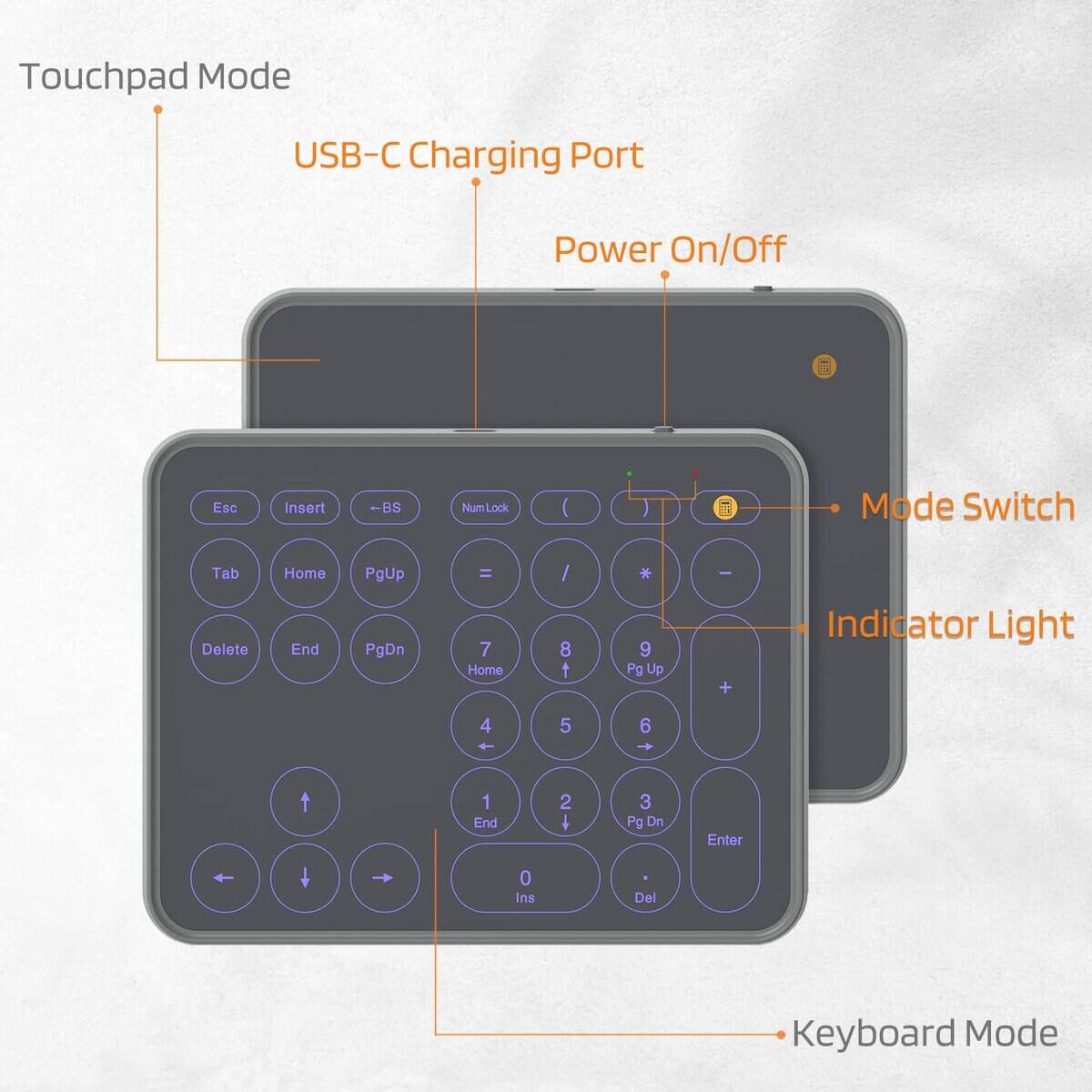 LTC Trackpad y Numpad Bluetooth con Cable/Inalámbrico, - Imagen 5