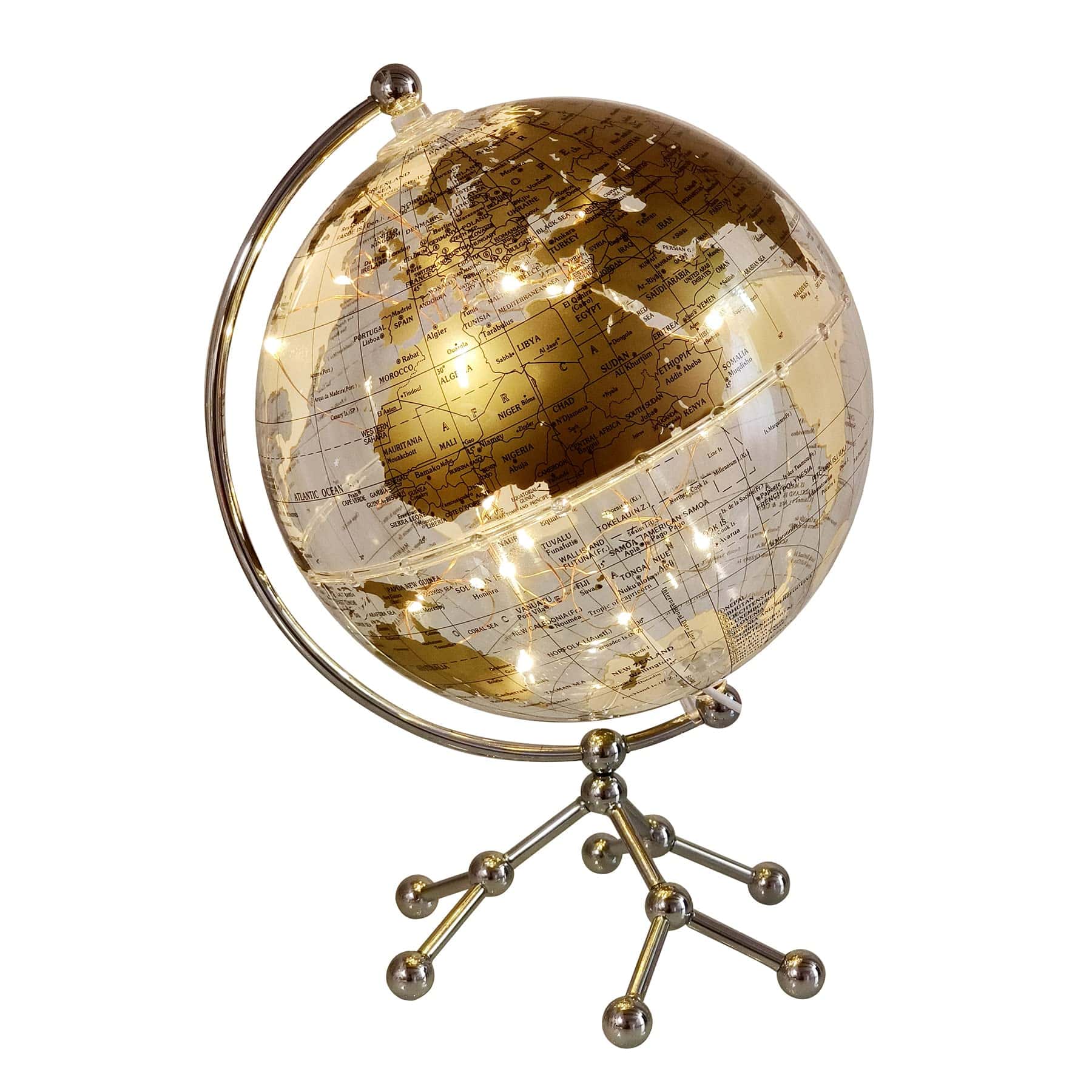 JBRUN 8" Globo del Mundo Iluminado con Soporte de Metal,