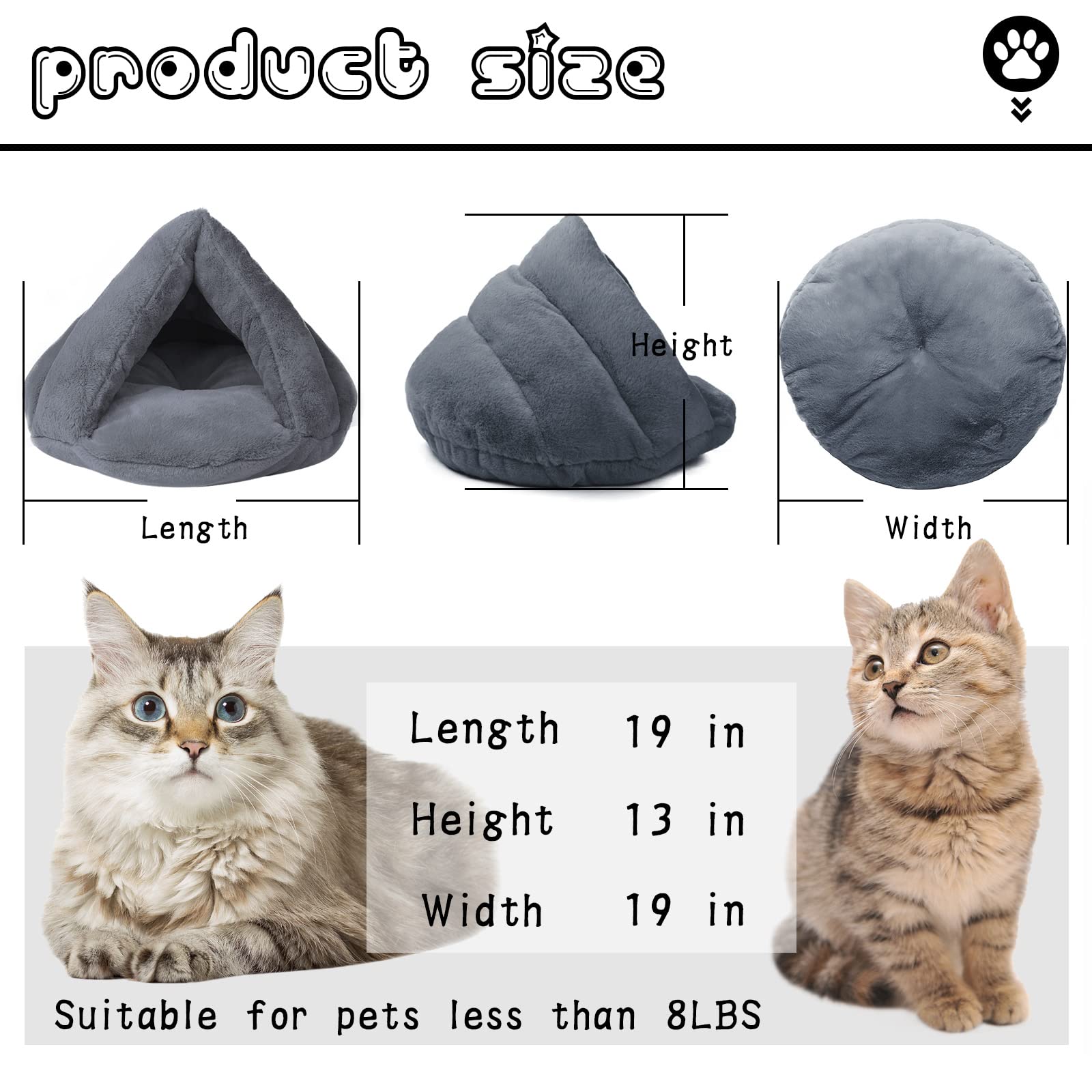 Cueva Tienda de Cama de Gato Acogedora de Felpa - Imagen 6