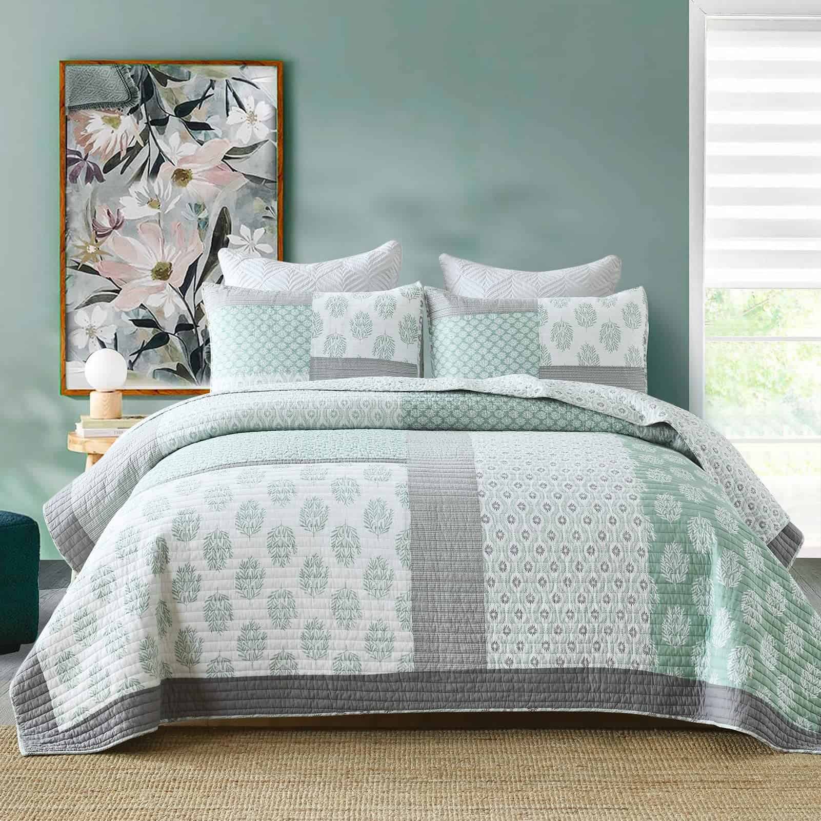 Juego de Edredón tamaño Queen, 100% Algodón, Colcha