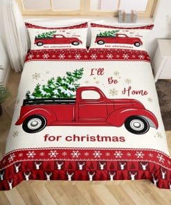 Juego de Funda de Edredón de Camión Rojo de Navidad Tamaño