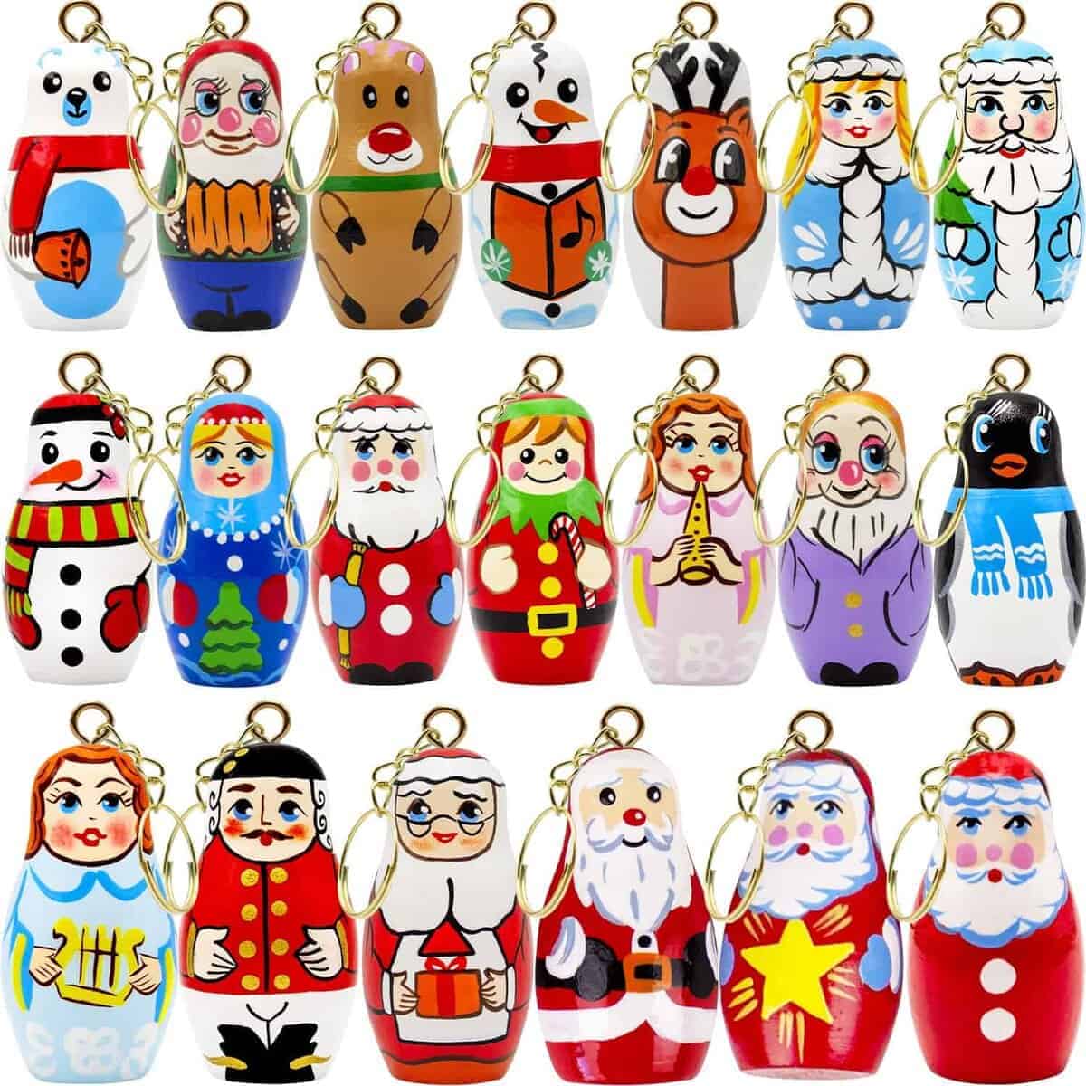 AEVVV Set de Llaveros de Muñecas de Anidación Navideñas 20