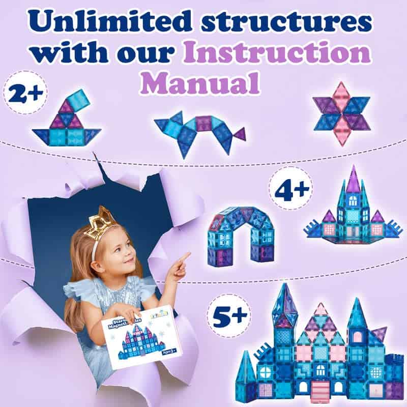 Little Pi 102pcs Frozen Princess Castle Magnetic Tiles - Imagen 4