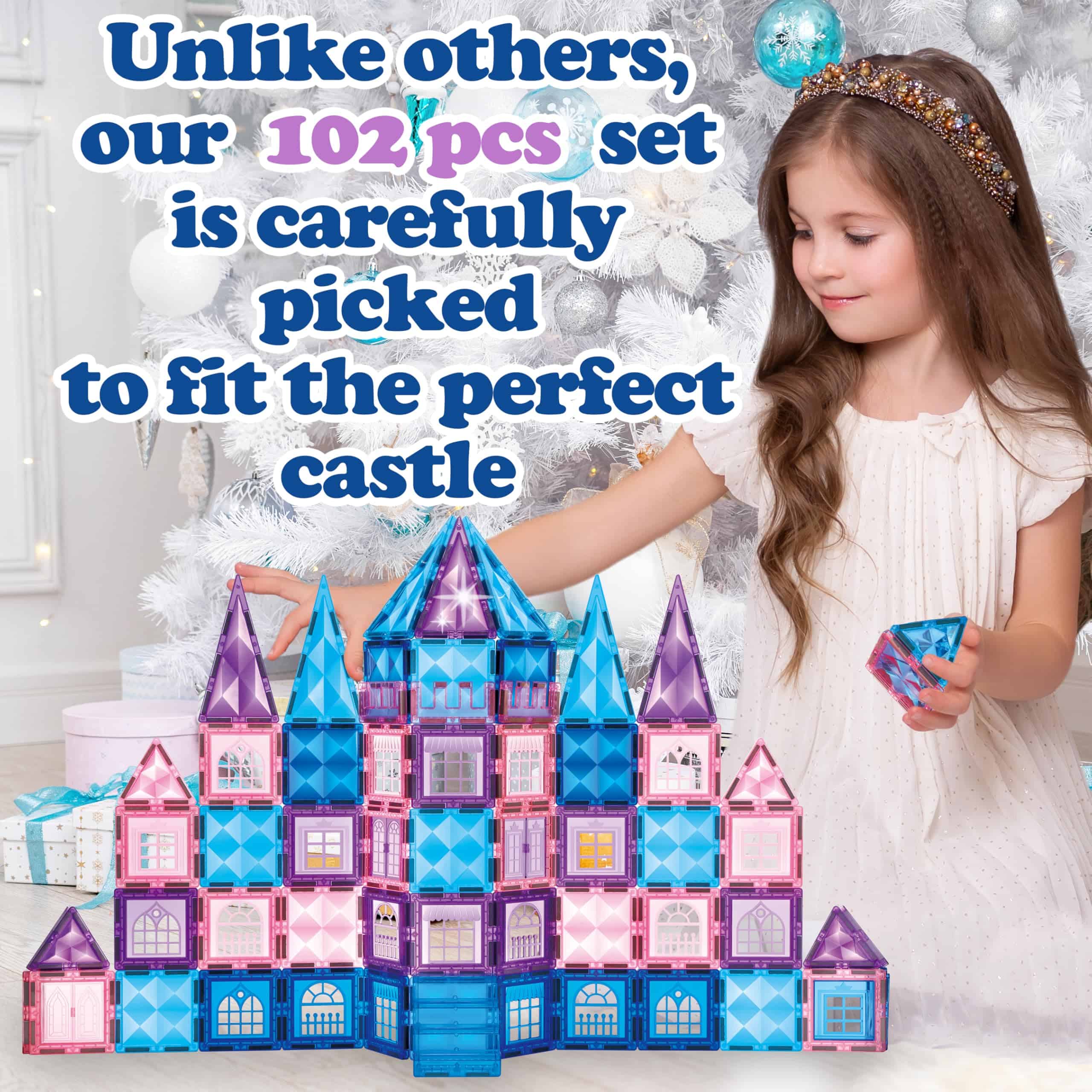 Little Pi 102pcs Frozen Princess Castle Magnetic Tiles - Imagen 3