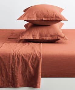 Juego de sábanas ajustables de algodón lavado -Rust