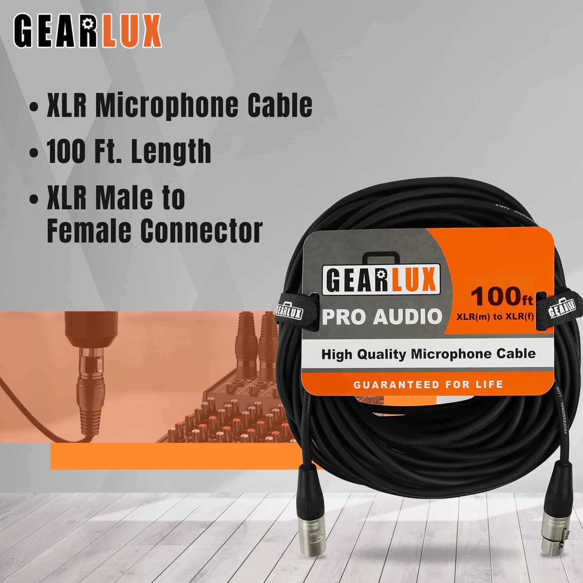 Cable de Micrófono XLR Gearlux, Balanceado, Macho a Hembra, - Imagen 3
