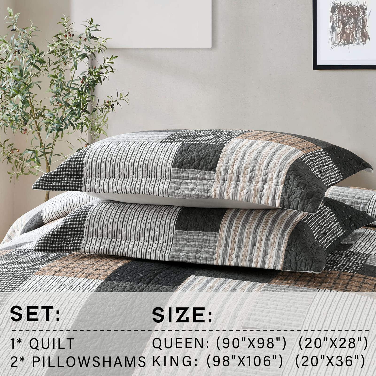 Colcha King Size PERHOM - 100% Algodón Ligero - Cuadros de - Imagen 8