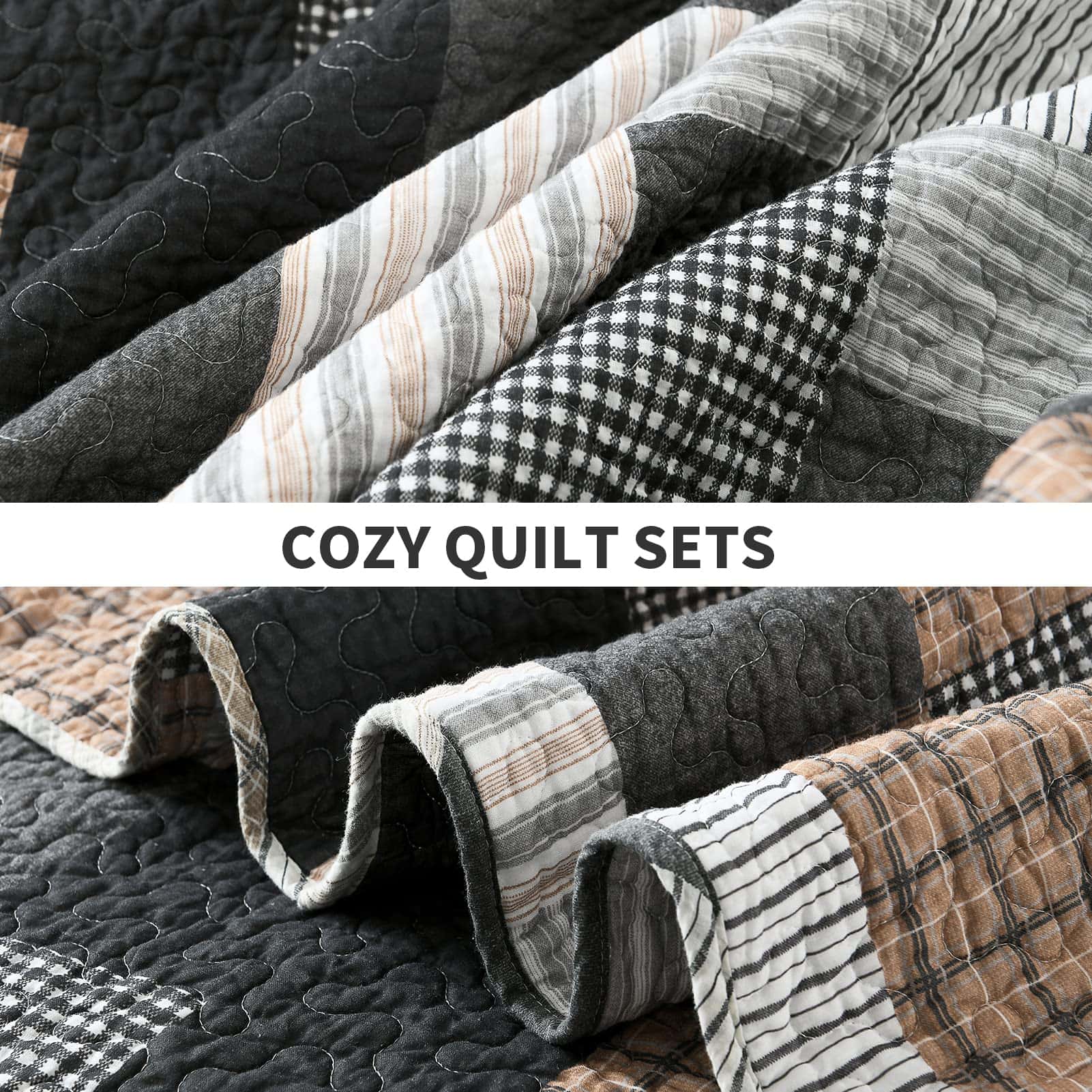 Colcha King Size PERHOM - 100% Algodón Ligero - Cuadros de - Imagen 6