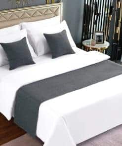 Cubrecama AMBERIS Gris Oscuro, Imitación de Lino Decorativo