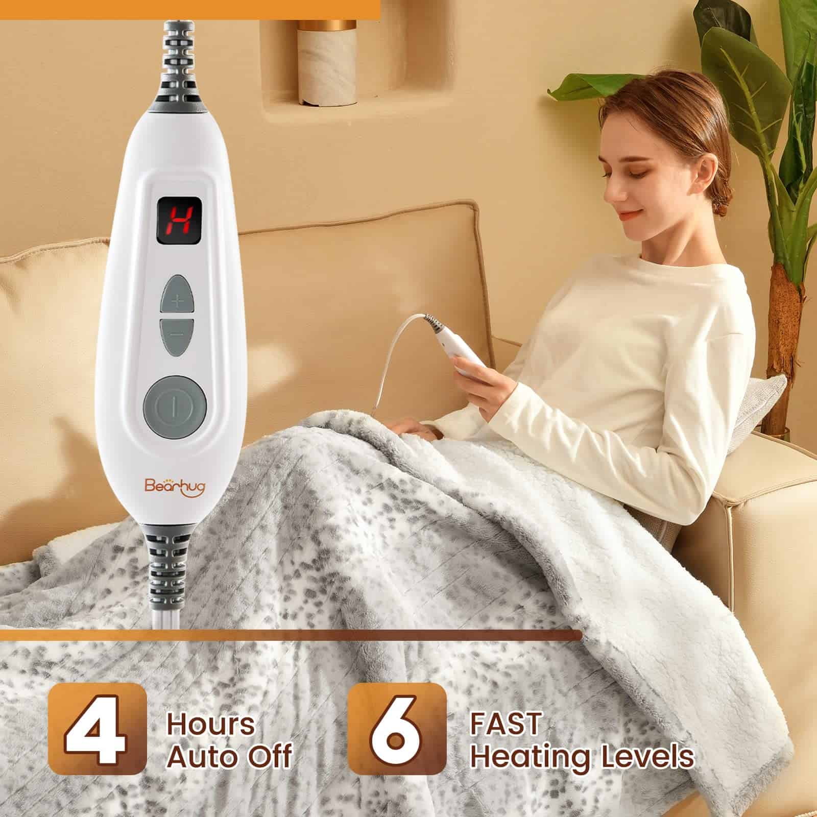 Manta Eléctrica Bearhug 50" x 60" de Felpa Reversible & - Imagen 5