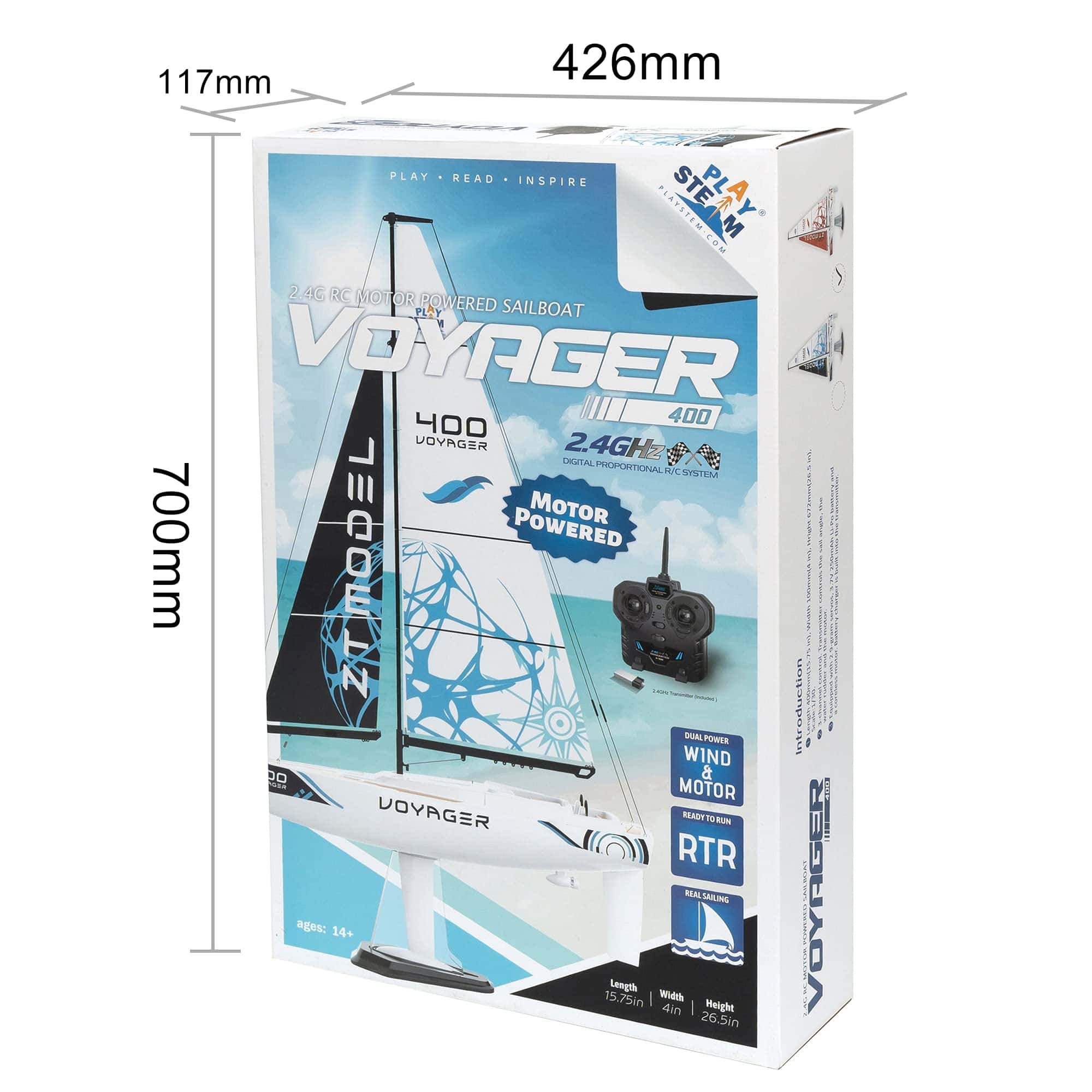 PLAYSTEAM Voyager400 Velero a Motor RC de 2.4GHz en Rojo - - Imagen 4