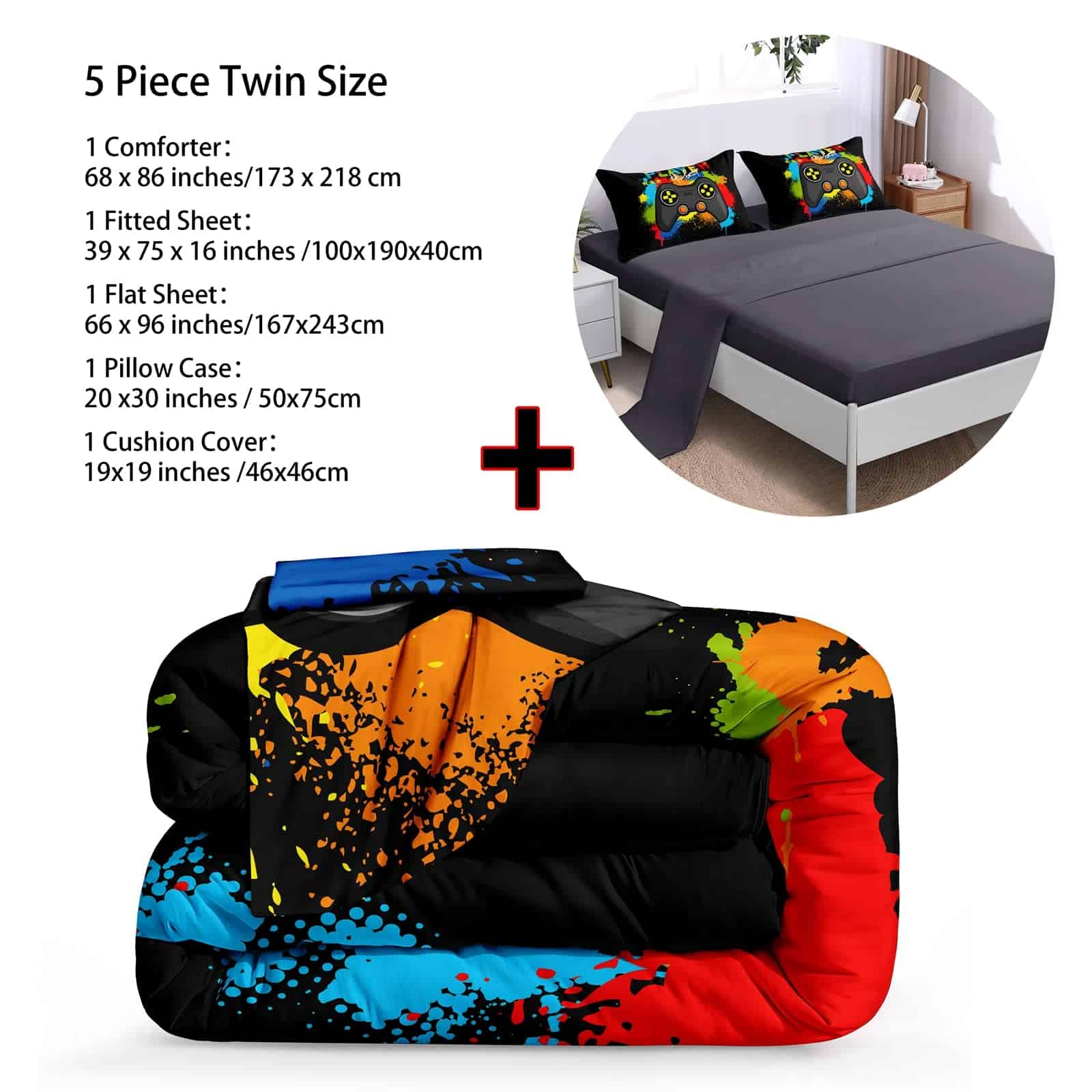 Juego de edredón BDUCOK Gamer Gaming para Twin Size, - Imagen 4