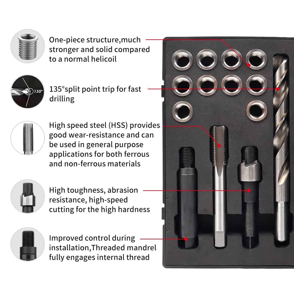 Kit de Reparación de Roscas M12x1.25 SENNMONN con Brocas de - Imagen 6