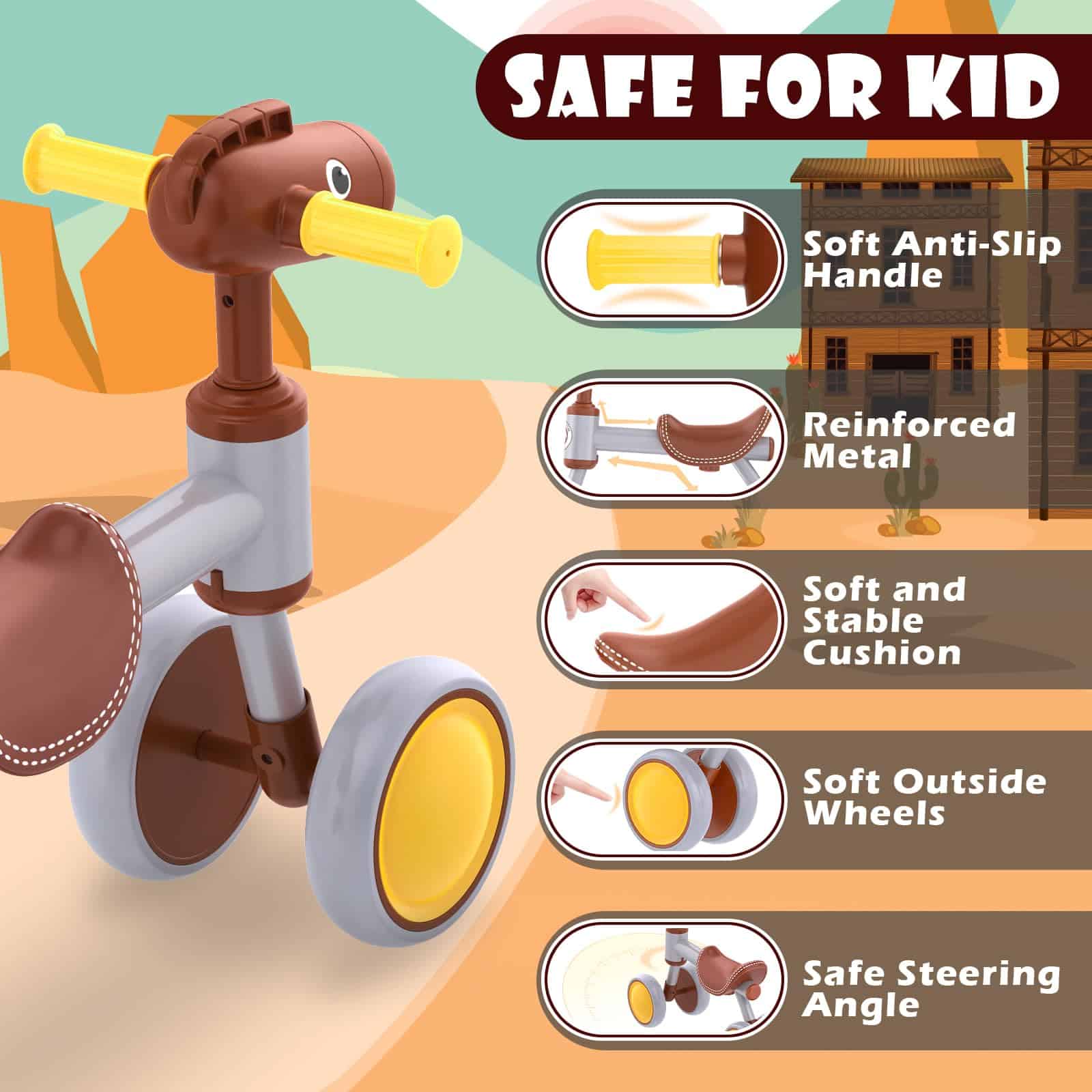 Bicicleta de Equilibrio PerKidern para Bebé de 1-2 Años, - Imagen 4