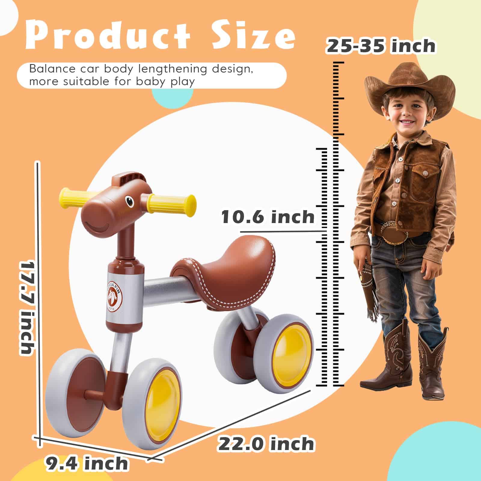 Bicicleta de Equilibrio PerKidern para Bebé de 1-2 Años, - Imagen 6