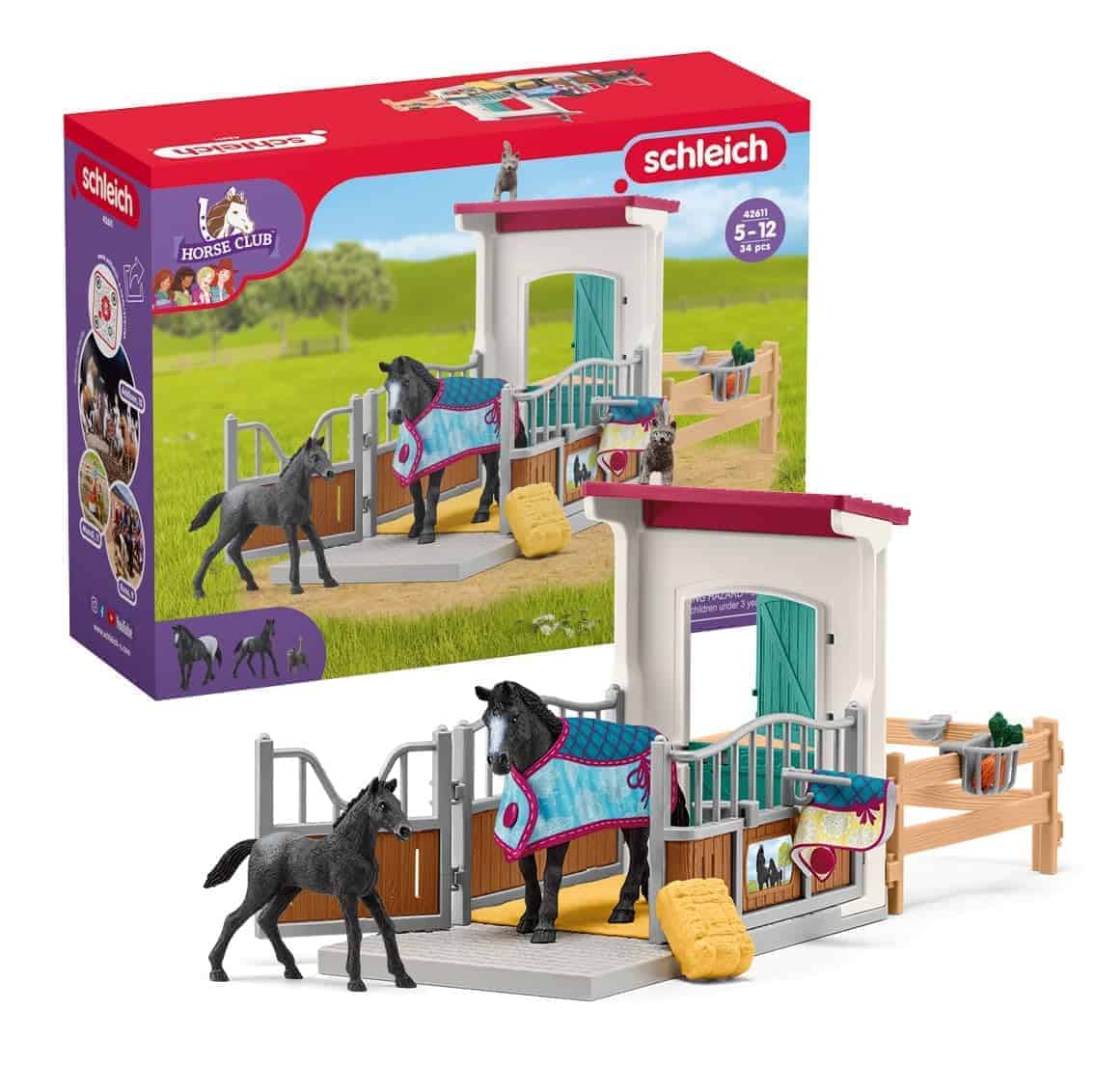 Schleich Horse Club - Set de Juego de Establo de 34 Piezas,