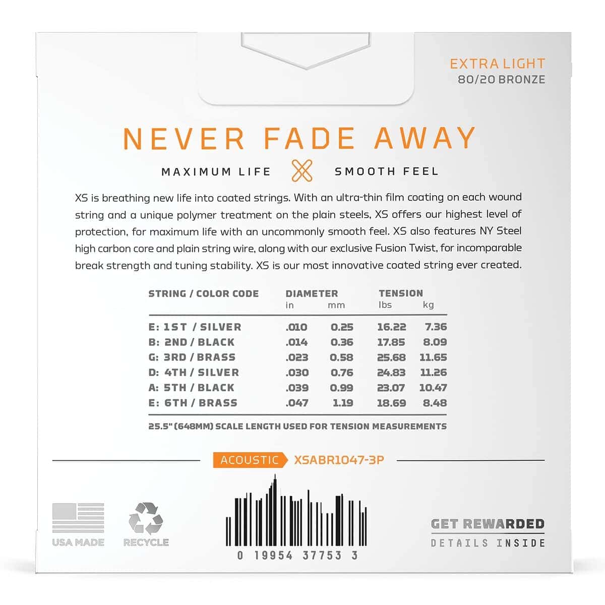 Cuerdas de Guitarra D'Addario - XS 80/20 Bronze Recubiertas - Imagen 3