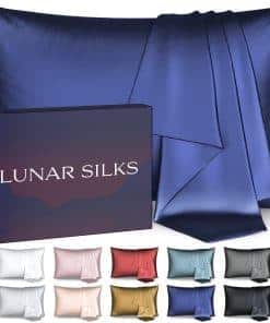 Funda de Almohada de Seda Lunar, Grado más -Azul Marino Atlá