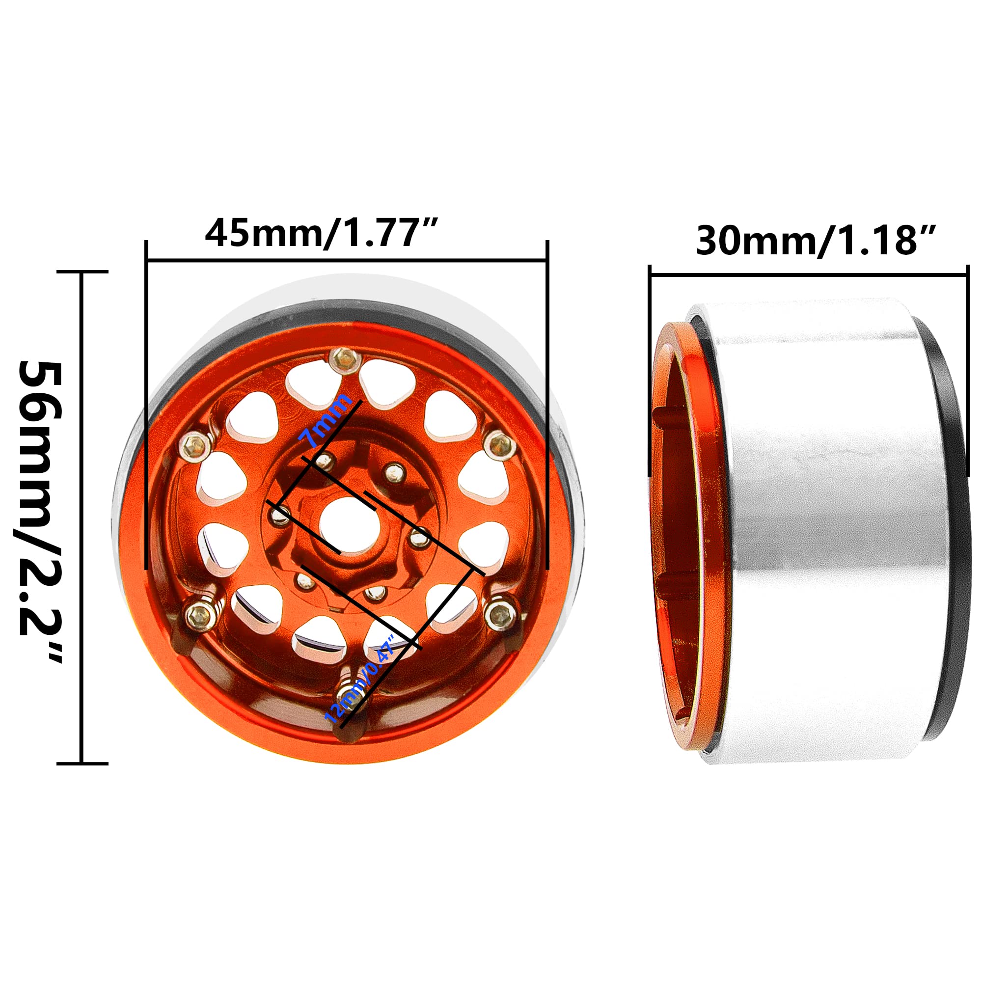 4Pack Vgoohobby Llantas de Aleación 1.9" RC Beadlock Rims - Imagen 8