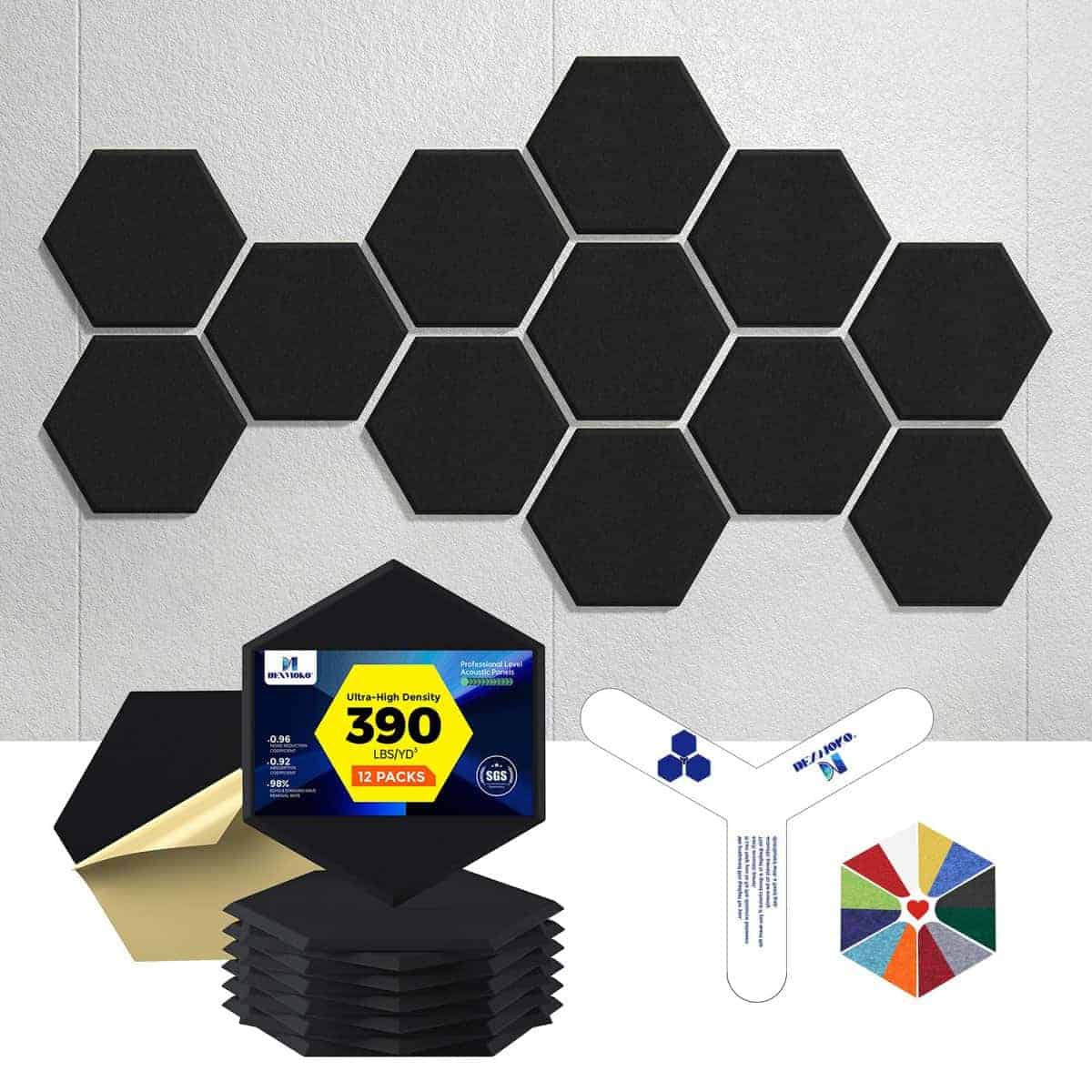 Paneles Acústicos Autoadhesivos Dexmoko -Negro