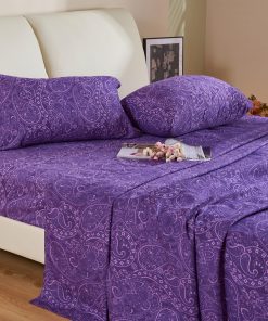 Juego de sábanas King Size estampado de flores moradas