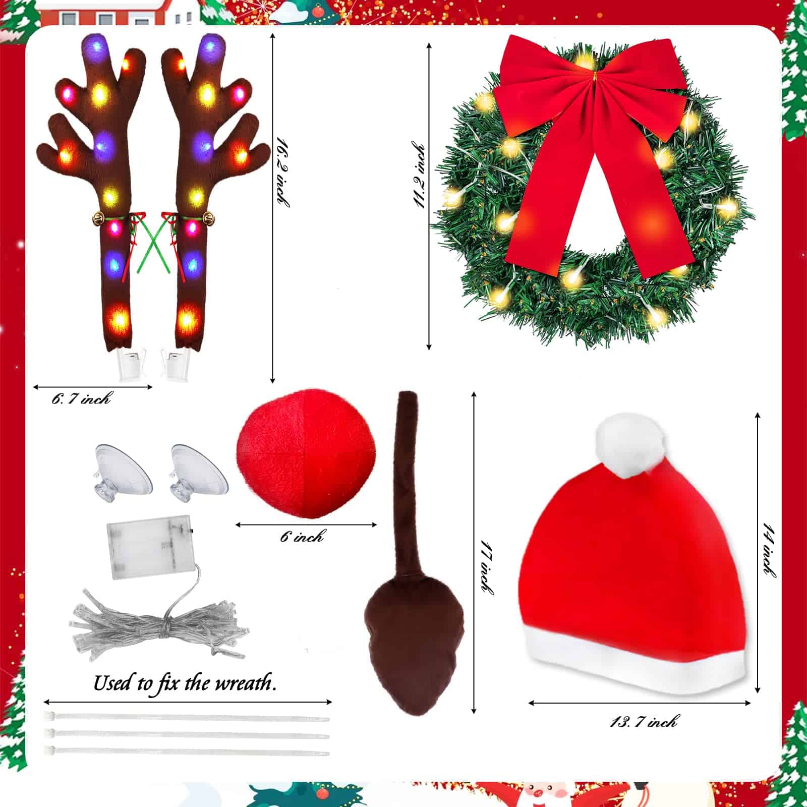 Kit de Renos de Navidad para Auto Yixin con Luces LED, - Imagen 3