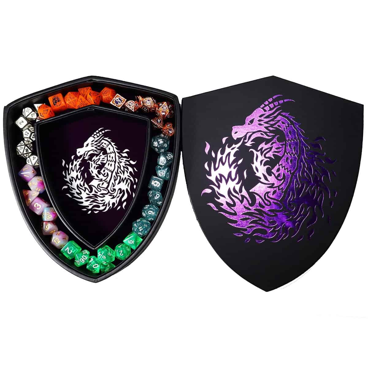 Fantasydice Bandeja de dados Escudo Púrpura Dragón de Fuego