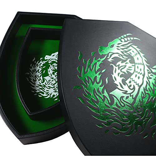Fantasydice Shield Dice Tray Green Fire Dragon con Tapa y - Imagen 4